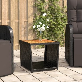 Couchtisch aus schwarzem Rattan und Oberfläche aus massivem Akazienholz von vidaXL, Gartentische - Ref: Foro24-319558, Preis:...