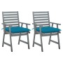 Dining garden chairs 2 units solid acacia wood with cushions by vidaXL, Garden chairs - Ref: Foro24-3064420, Price: 136,61 €,...