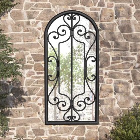 Black iron garden mirror for outdoor use 100x45 cm by vidaXL, Mirrors - Ref: Foro24-318374, Price: 129,99 €, Discount: %