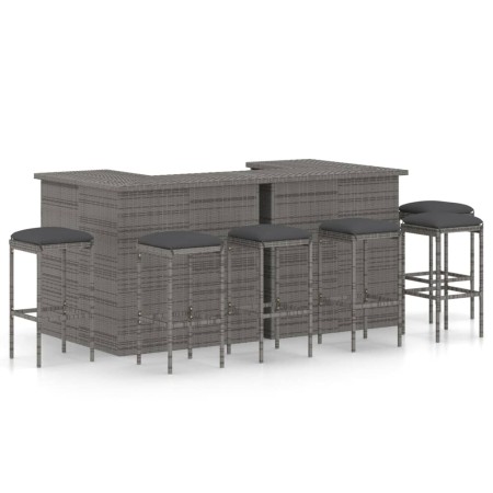 Garden bar set with 8 pieces and gray synthetic rattan cushions by vidaXL, Garden sets - Ref: Foro24-3064927, Price: 683,26 €...