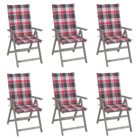 Reclining garden chairs 6 pcs solid acacia wood cushions by vidaXL, Garden chairs - Ref: Foro24-3065330, Price: 419,99 €, Dis...