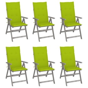 Reclining garden chairs 6 pcs solid acacia wood cushions by vidaXL, Garden chairs - Ref: Foro24-3065328, Price: 421,99 €, Dis...