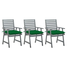 Garden dining chairs 3 pcs solid acacia wood and cushions by vidaXL, Garden chairs - Ref: Foro24-3064448, Price: 249,55 €, Di...