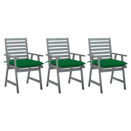 Garden dining chairs 3 pcs solid acacia wood and cushions by vidaXL, Garden chairs - Ref: Foro24-3064448, Price: 279,32 €, Di...