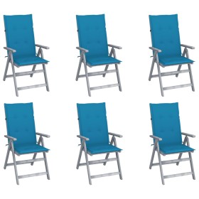 Reclining garden chairs 6 pcs solid acacia wood cushions by vidaXL, Garden chairs - Ref: Foro24-3065321, Price: 394,99 €, Dis...