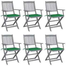 Folding garden chairs 6 pcs solid acacia wood cushions by vidaXL, Garden chairs - Ref: Foro24-3065412, Price: 303,17 €, Disco...