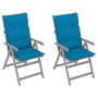 Reclining garden chairs 2 pcs solid acacia wood cushions by vidaXL, Garden chairs - Ref: Foro24-3064717, Price: 149,99 €, Dis...