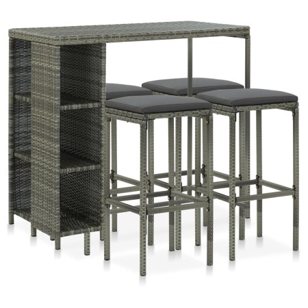 5-piece garden bar set and gray synthetic rattan cushions by vidaXL, Garden sets - Ref: Foro24-3064915, Price: 254,25 €, Disc...