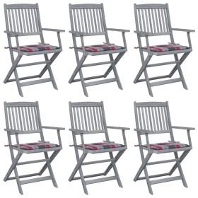 Folding garden chairs 6 pcs solid acacia wood cushions by vidaXL, Garden chairs - Ref: Foro24-3065420, Price: 270,99 €, Disco...