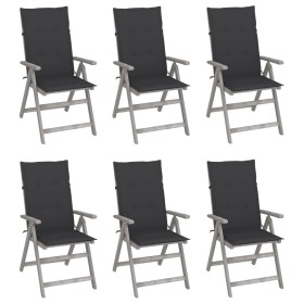 Reclining garden chairs and 6 solid acacia wood cushions by vidaXL, Garden chairs - Ref: Foro24-3065317, Price: 409,99 €, Dis...