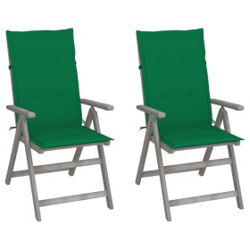 Reclining garden chairs 2 pcs solid acacia wood cushions by vidaXL, Garden chairs - Ref: Foro24-3064703, Price: 183,00 €, Dis...