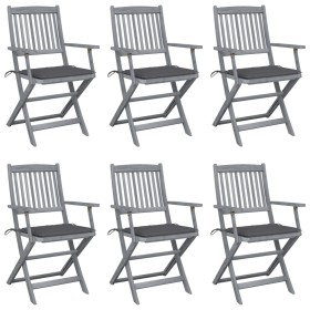 Folding garden chairs 6 pcs with solid acacia wood cushions by vidaXL, Garden chairs - Ref: Foro24-3065407, Price: 307,99 €, ...