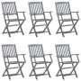 Folding garden chairs 6 pcs with solid acacia wood cushions by vidaXL, Garden chairs - Ref: Foro24-3065407, Price: 307,99 €, ...