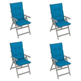 Reclining garden chairs 4 pcs solid acacia wood cushions by vidaXL, Garden chairs - Ref: Foro24-3065396, Price: 292,31 €, Dis...