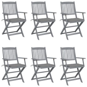 Folding garden chairs 6 pcs solid acacia wood cushions by vidaXL, Garden chairs - Ref: Foro24-3065408, Price: 303,63 €, Disco...