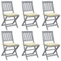 Folding garden chairs 6 pcs with solid acacia wood cushions by vidaXL, Garden chairs - Ref: Foro24-3065451, Price: 329,85 €, ...