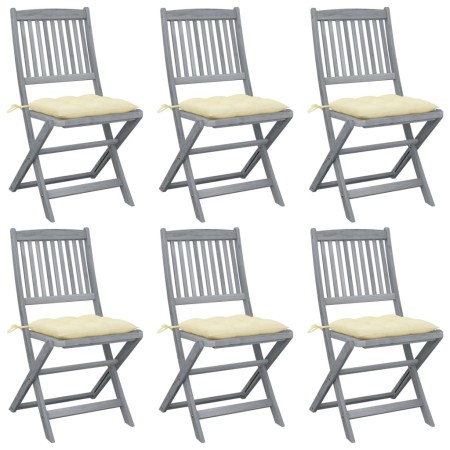 Folding garden chairs 6 pcs with solid acacia wood cushions by vidaXL, Garden chairs - Ref: Foro24-3065451, Price: 329,85 €, ...