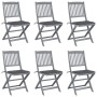 Folding garden chairs 6 pcs solid acacia wood cushions by vidaXL, Garden chairs - Ref: Foro24-3065434, Price: 330,37 €, Disco...