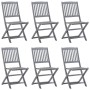 Folding garden chairs 6 pcs solid acacia wood cushions by vidaXL, Garden chairs - Ref: Foro24-3065434, Price: 330,37 €, Disco...