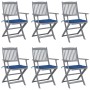 Folding garden chairs 6 pcs solid acacia wood cushions by vidaXL, Garden chairs - Ref: Foro24-3065411, Price: 273,69 €, Disco...