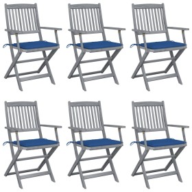 Folding garden chairs 6 pcs solid acacia wood cushions by vidaXL, Garden chairs - Ref: Foro24-3065411, Price: 273,99 €, Disco...