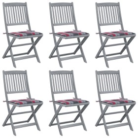 Folding garden chairs 6 pcs solid acacia wood cushions by vidaXL, Garden chairs - Ref: Foro24-3065447, Price: 259,34 €, Disco...