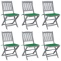 Folding garden chairs 6 pcs with solid acacia wood cushions by vidaXL, Garden chairs - Ref: Foro24-3065439, Price: 318,05 €, ...