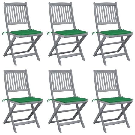 Folding garden chairs 6 pcs with solid acacia wood cushions by vidaXL, Garden chairs - Ref: Foro24-3065439, Price: 318,05 €, ...