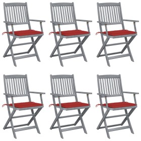 Folding garden chairs 6 pcs with solid acacia wood cushions by vidaXL, Garden chairs - Ref: Foro24-3065413, Price: 305,99 €, ...