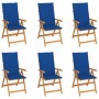 Garden chairs 6 pcs solid teak wood royal blue cushions by vidaXL, Garden chairs - Ref: Foro24-3065570, Price: 700,80 €, Disc...