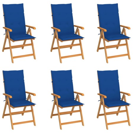 Garden chairs 6 pcs solid teak wood royal blue cushions by vidaXL, Garden chairs - Ref: Foro24-3065570, Price: 618,99 €, Disc...