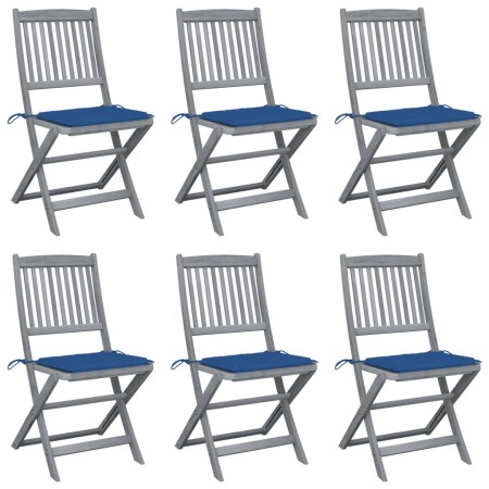 Folding garden chairs 6 pcs solid acacia wood cushions by vidaXL, Garden chairs - Ref: Foro24-3065438, Price: 308,99 €, Disco...