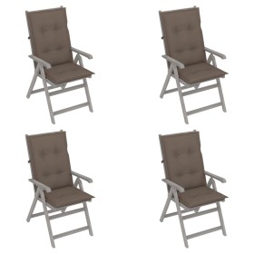 Reclining garden chairs 4 pcs solid acacia wood cushions by vidaXL, Garden chairs - Ref: Foro24-3065400, Price: 307,99 €, Dis...