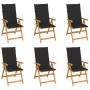 Garden chairs 6 pcs solid teak wood cushions black by vidaXL, Garden chairs - Ref: Foro24-3065567, Price: 723,96 €, Discount: %