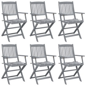 Folding garden chairs 6 pcs solid acacia wood cushions by vidaXL, Garden chairs - Ref: Foro24-3065421, Price: 267,99 €, Disco...