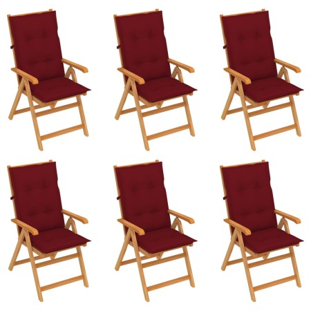 Garden chairs 6 pcs solid teak wood red red cushions by vidaXL, Garden chairs - Ref: Foro24-3065584, Price: 660,55 €, Discoun...