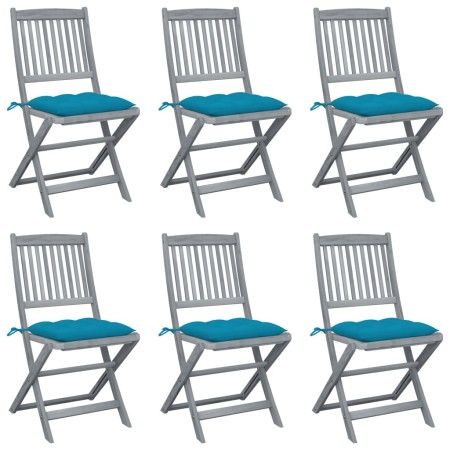 Folding garden chairs 6 pcs with solid acacia wood cushions by vidaXL, Garden chairs - Ref: Foro24-3065453, Price: 309,99 €, ...