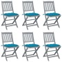 Folding garden chairs 6 pcs with solid acacia wood cushions by vidaXL, Garden chairs - Ref: Foro24-3065453, Price: 309,99 €, ...