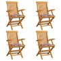 Garden chairs 4 pcs teak wood with red checkered cushions by vidaXL, Garden chairs - Ref: Foro24-3065630, Price: 295,99 €, Di...