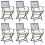 Folding garden chairs 6 pcs with solid acacia wood cushions by vidaXL, Garden chairs - Ref: Foro24-3065424, Price: 302,99 €, ...