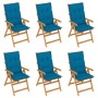 Garden chairs 6 units solid teak wood blue cushions by vidaXL, Garden chairs - Ref: Foro24-3065579, Price: 660,55 €, Discount: %