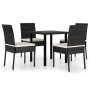 5-Piece Black Synthetic Rattan Garden Dining Set by vidaXL, Garden sets - Ref: Foro24-3065694, Price: 285,69 €, Discount: %