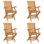 Folding garden chairs, set of 4, made of solid teak wood. by vidaXL, Garden chairs - Ref: Foro24-3065528, Price: 346,65 €, Di...