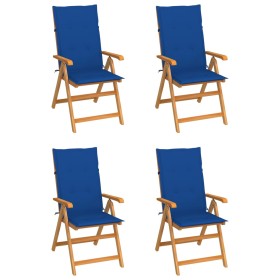 Garden chairs 4 units teak wood with royal blue cushions by vidaXL, Garden chairs - Ref: Foro24-3065540, Price: 465,85 €, Dis...