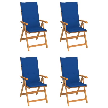 Garden chairs 4 units teak wood with royal blue cushions by vidaXL, Garden chairs - Ref: Foro24-3065540, Price: 437,99 €, Dis...