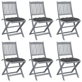 Folding garden chairs 6 pcs solid acacia wood cushions by vidaXL, Garden chairs - Ref: Foro24-3065449, Price: 318,99 €, Disco...