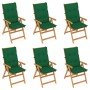 Garden chairs 6 units solid teak wood green cushions by vidaXL, Garden chairs - Ref: Foro24-3065580, Price: 660,53 €, Discoun...