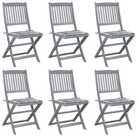 Folding garden chairs 6 pcs solid acacia wood cushions by vidaXL, Garden chairs - Ref: Foro24-3065448, Price: 276,99 €, Disco...