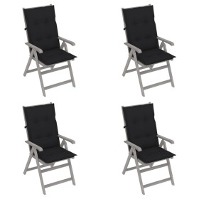 Reclining garden chairs 4 pcs solid acacia wood cushions by vidaXL, Garden chairs - Ref: Foro24-3065399, Price: 292,31 €, Dis...