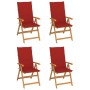 Garden chairs 4 units solid teak wood red cushions by vidaXL, Garden chairs - Ref: Foro24-3065536, Price: 479,04 €, Discount: %